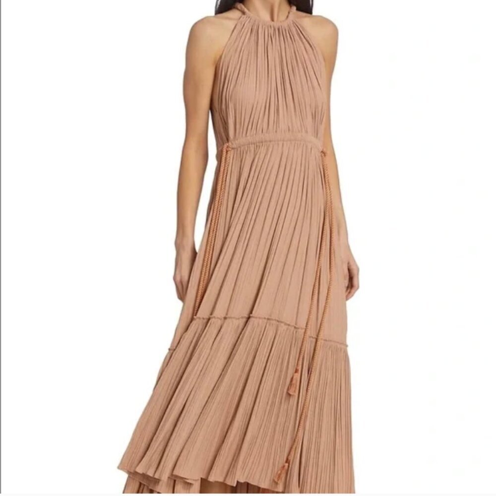 A.L.C. Ella 6 Gathered Pink Dusty Beige Halter Maxi Dress  $695